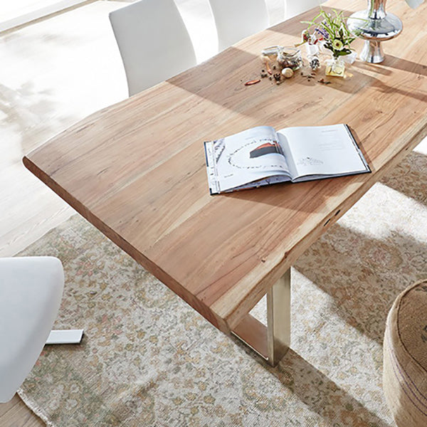 Rectangle Wood Color Dining Table Solid Wood Table Luxury with Sled Base Clearhalo 'Dining Tables & Seating' 'Dining Tables' 'dining_table' 'furn' 'furn_dining_table' 'Furniture' 'furniture_dining_table' 'Kitchen & Dining Furniture' 'kitchen' 'kitchen_dining_table' 4791737
