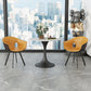 Round Sintered Stone Dining Table Traditional Luxury Tulip Table Black 23.6"L x 23.6"W x 29.5"H Without Chairs Clearhalo 'Dining Tables & Seating' 'Dining Tables' 'dining_table' 'furn' 'furn_dining_table' 'Furniture' 'furniture_dining_table' 'Kitchen & Dining Furniture' 'kitchen' 'kitchen_dining_table' 4791754