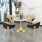 Round Sintered Stone Dining Table Traditional Luxury Tulip Table Gold 27.6"L x 27.6"W x 29.5"H Without Chairs Clearhalo 'Dining Tables & Seating' 'Dining Tables' 'dining_table' 'furn' 'furn_dining_table' 'Furniture' 'furniture_dining_table' 'Kitchen & Dining Furniture' 'kitchen' 'kitchen_dining_table' 4791755