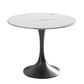 Round Sintered Stone Dining Table Traditional Luxury Tulip Table Black 27.6"L x 27.6"W x 29.5"H Without Chairs Clearhalo 'Dining Tables & Seating' 'Dining Tables' 'dining_table' 'furn' 'furn_dining_table' 'Furniture' 'furniture_dining_table' 'Kitchen & Dining Furniture' 'kitchen' 'kitchen_dining_table' 4791760
