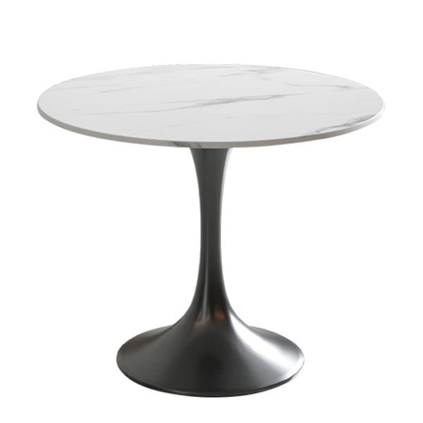 Round Sintered Stone Dining Table Traditional Luxury Tulip Table Black 27.6"L x 27.6"W x 29.5"H Without Chairs Clearhalo 'Dining Tables & Seating' 'Dining Tables' 'dining_table' 'furn' 'furn_dining_table' 'Furniture' 'furniture_dining_table' 'Kitchen & Dining Furniture' 'kitchen' 'kitchen_dining_table' 4791760