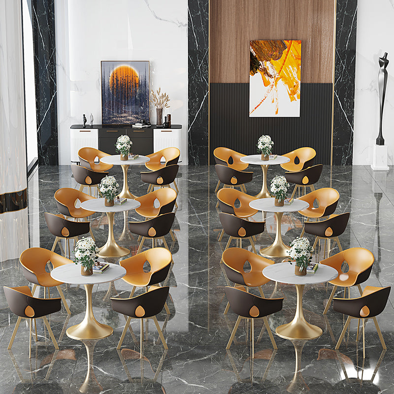 Round Sintered Stone Dining Table Traditional Luxury Tulip Table Clearhalo 'Dining Tables & Seating' 'Dining Tables' 'dining_table' 'furn' 'furn_dining_table' 'Furniture' 'furniture_dining_table' 'Kitchen & Dining Furniture' 'kitchen' 'kitchen_dining_table' 4791765