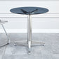 Glass Top Dining Table Modern Dining Table with Pedestal Base Gray Clearhalo 'Dining Tables & Seating' 'Dining Tables' 'dining_table' 'Furniture' 'furniture_dining_table' 'Kitchen & Dining Furniture' 'kitchen' 'kitchen_dining_table' 4791787
