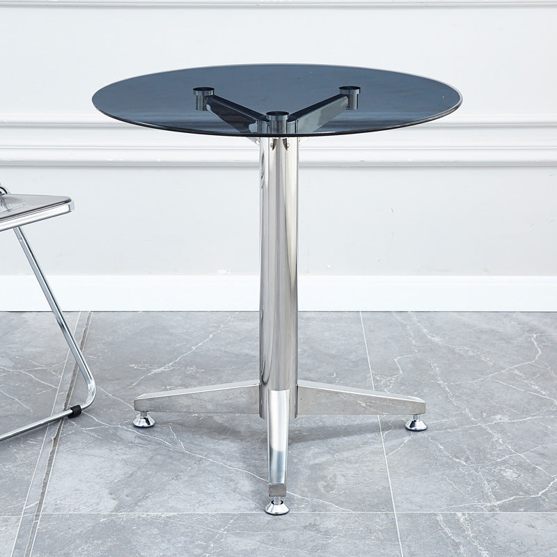 Glass Top Dining Table Modern Dining Table with Pedestal Base Gray Clearhalo 'Dining Tables & Seating' 'Dining Tables' 'dining_table' 'Furniture' 'furniture_dining_table' 'Kitchen & Dining Furniture' 'kitchen' 'kitchen_dining_table' 4791787