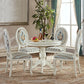 Solid Wood Victorian Round Dining Table Rubberwood Table with Pedestal Base White-Silver 35.4"L x 35.4"W x 29.5"H Without Chairs Clearhalo 'Dining Tables & Seating' 'Dining Tables' 'dining_table' 'furn' 'furn_dining_table' 'Furniture' 'furniture_dining_table' 'Kitchen & Dining Furniture' 'kitchen' 'kitchen_dining_table' 4791798