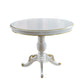 Solid Wood Victorian Round Dining Table Rubberwood Table with Pedestal Base White-Gold Without Chairs Clearhalo 'Dining Tables & Seating' 'Dining Tables' 'dining_table' 'furn' 'furn_dining_table' 'Furniture' 'furniture_dining_table' 'Kitchen & Dining Furniture' 'kitchen' 'kitchen_dining_table' 4791800