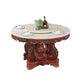 Oak Wood Victorian Round Dining Table Faux Marble Table with Pedestal Base White-Brown Without Chairs Clearhalo 'Dining Tables & Seating' 'Dining Tables' 'dining_table' 'furn' 'furn_dining_table' 'Furniture' 'furniture_dining_table' 'Kitchen & Dining Furniture' 'kitchen' 'kitchen_dining_table' 4791813