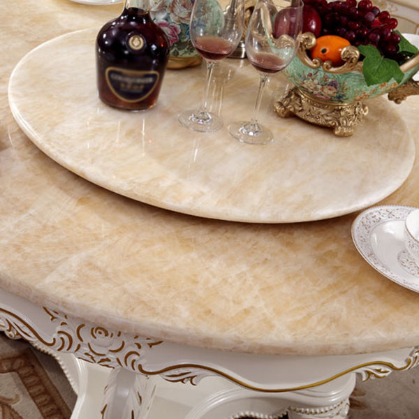 Oak Wood Victorian Round Dining Table Faux Marble Table with Pedestal Base Clearhalo 'Dining Tables & Seating' 'Dining Tables' 'dining_table' 'furn' 'furn_dining_table' 'Furniture' 'furniture_dining_table' 'Kitchen & Dining Furniture' 'kitchen' 'kitchen_dining_table' 4791818