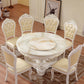 Oak Wood Victorian Round Dining Table Faux Marble Table with Pedestal Base Clearhalo 'Dining Tables & Seating' 'Dining Tables' 'dining_table' 'furn' 'furn_dining_table' 'Furniture' 'furniture_dining_table' 'Kitchen & Dining Furniture' 'kitchen' 'kitchen_dining_table' 4791822