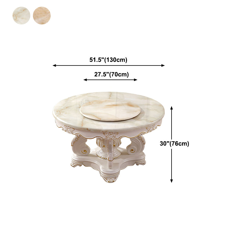 Oak Wood Victorian Round Dining Table Faux Marble Table with Pedestal Base Clearhalo 'Dining Tables & Seating' 'Dining Tables' 'dining_table' 'furn' 'furn_dining_table' 'Furniture' 'furniture_dining_table' 'Kitchen & Dining Furniture' 'kitchen' 'kitchen_dining_table' 4791824