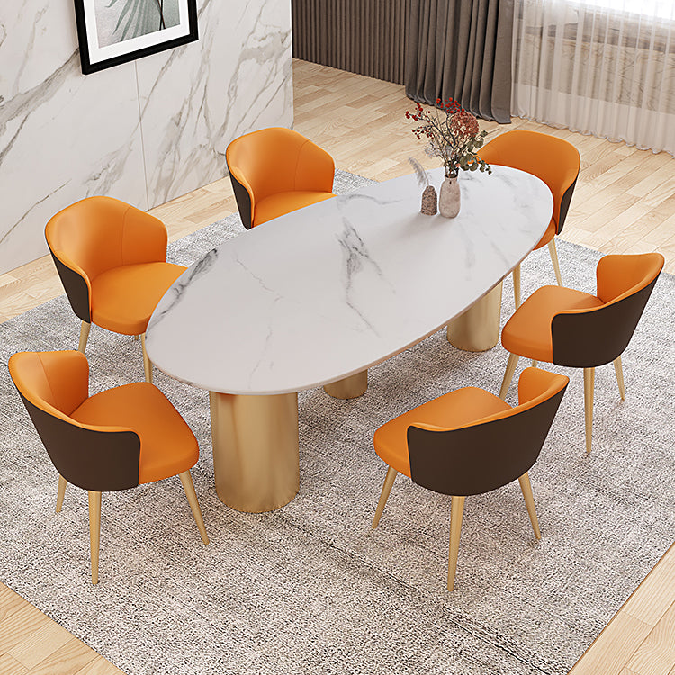 Sintered Stone Dining Table Traditional Luxury Table with Gold Frame White 70.9"L x 31.5"W x 29.5"H Without Chairs Clearhalo 'Dining Tables & Seating' 'Dining Tables' 'dining_table' 'furn' 'furn_dining_table' 'Furniture' 'furniture_dining_table' 'Kitchen & Dining Furniture' 'kitchen' 'kitchen_dining_table' 4791827