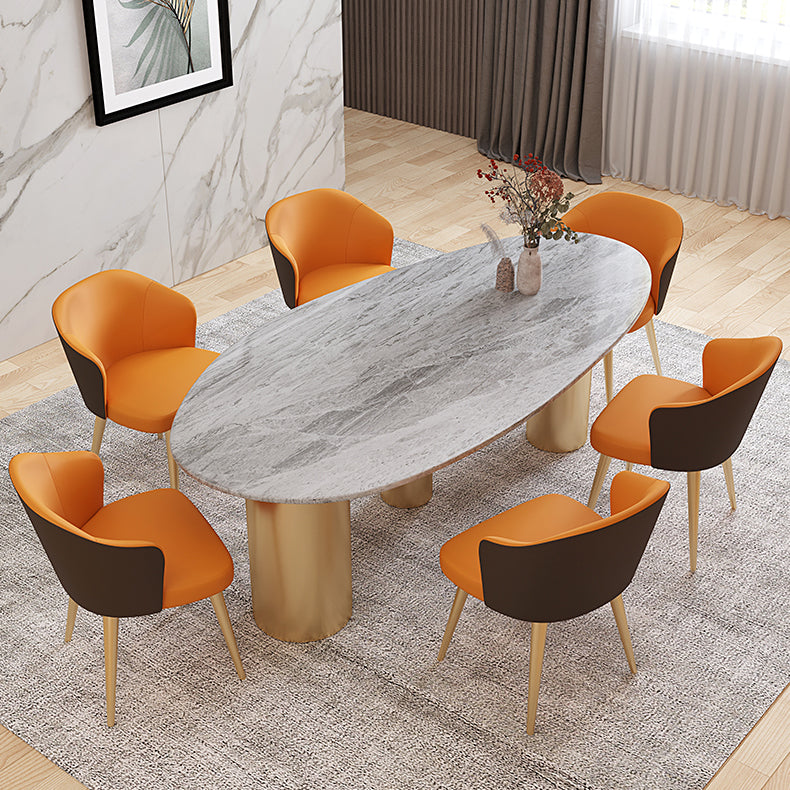 Sintered Stone Dining Table Traditional Luxury Table with Gold Frame Gray 59.1"L x 29.5"W x 29.5"H Without Chairs Clearhalo 'Dining Tables & Seating' 'Dining Tables' 'dining_table' 'furn' 'furn_dining_table' 'Furniture' 'furniture_dining_table' 'Kitchen & Dining Furniture' 'kitchen' 'kitchen_dining_table' 4791830