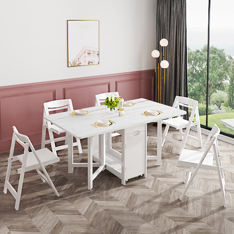 Rectangle Shape Table Contemporary Folding Dining Room Collection for Home Stone White 51.2"L x 34.3"W x 29.5"H Clearhalo 'Dining Tables & Seating' 'Dining Tables' 'dining_table' 'furn' 'furn_dining_table' 'Furniture' 'furniture_dining_table' 'Kitchen & Dining Furniture' 'kitchen' 'kitchen_dining_table' 4791844