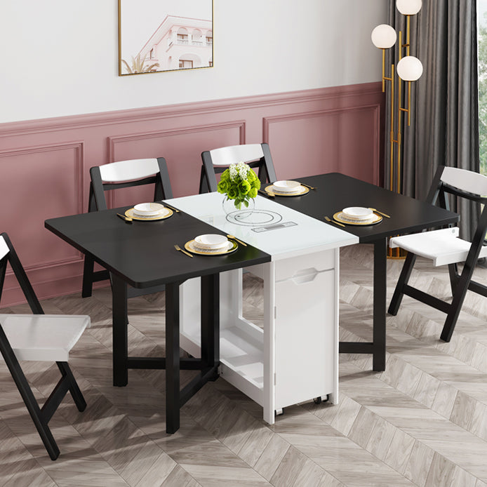 Rectangle Shape Table Contemporary Folding Dining Room Collection for Home Wood Black White 57.1"L x 35.4"W x 29.5"H Clearhalo 'Dining Tables & Seating' 'Dining Tables' 'dining_table' 'furn' 'furn_dining_table' 'Furniture' 'furniture_dining_table' 'Kitchen & Dining Furniture' 'kitchen' 'kitchen_dining_table' 4791845
