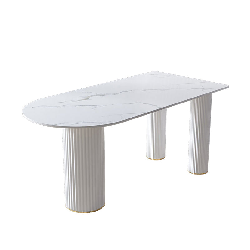 White Tripod Base Dining Table Stone Top Modern Dining Room Kitchen Table White Without Chairs Clearhalo 'Dining Tables & Seating' 'Dining Tables' 'dining_table' 'furn' 'furn_dining_table' 'Furniture' 'furniture_dining_table' 'Kitchen & Dining Furniture' 'kitchen' 'kitchen_dining_table' 4791858