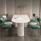White Tripod Base Dining Table Stone Top Modern Dining Room Kitchen Table White 78.7"L x 35.4"W x 29.5"H Without Chairs Clearhalo 'Dining Tables & Seating' 'Dining Tables' 'dining_table' 'furn' 'furn_dining_table' 'Furniture' 'furniture_dining_table' 'Kitchen & Dining Furniture' 'kitchen' 'kitchen_dining_table' 4791861