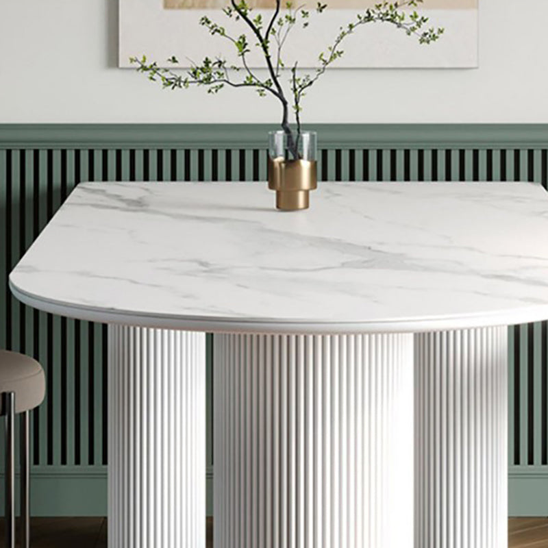White Tripod Base Dining Table Stone Top Modern Dining Room Kitchen Table Clearhalo 'Dining Tables & Seating' 'Dining Tables' 'dining_table' 'furn' 'furn_dining_table' 'Furniture' 'furniture_dining_table' 'Kitchen & Dining Furniture' 'kitchen' 'kitchen_dining_table' 4791863