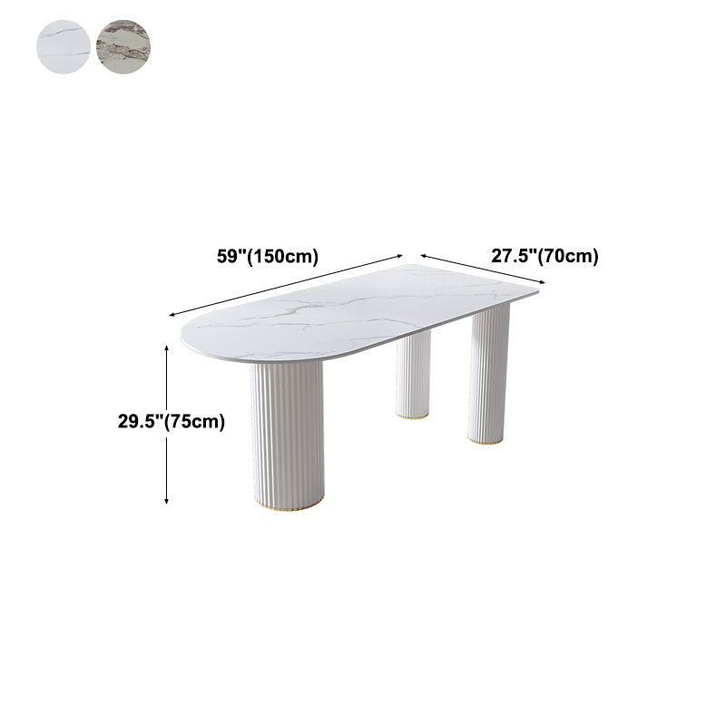 White Tripod Base Dining Table Stone Top Modern Dining Room Kitchen Table Clearhalo 'Dining Tables & Seating' 'Dining Tables' 'dining_table' 'furn' 'furn_dining_table' 'Furniture' 'furniture_dining_table' 'Kitchen & Dining Furniture' 'kitchen' 'kitchen_dining_table' 4791870