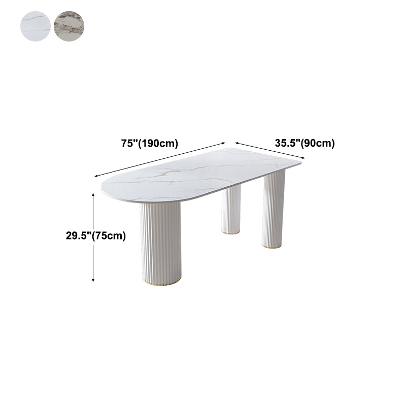 White Tripod Base Dining Table Stone Top Modern Dining Room Kitchen Table Clearhalo 'Dining Tables & Seating' 'Dining Tables' 'dining_table' 'furn' 'furn_dining_table' 'Furniture' 'furniture_dining_table' 'Kitchen & Dining Furniture' 'kitchen' 'kitchen_dining_table' 4791873
