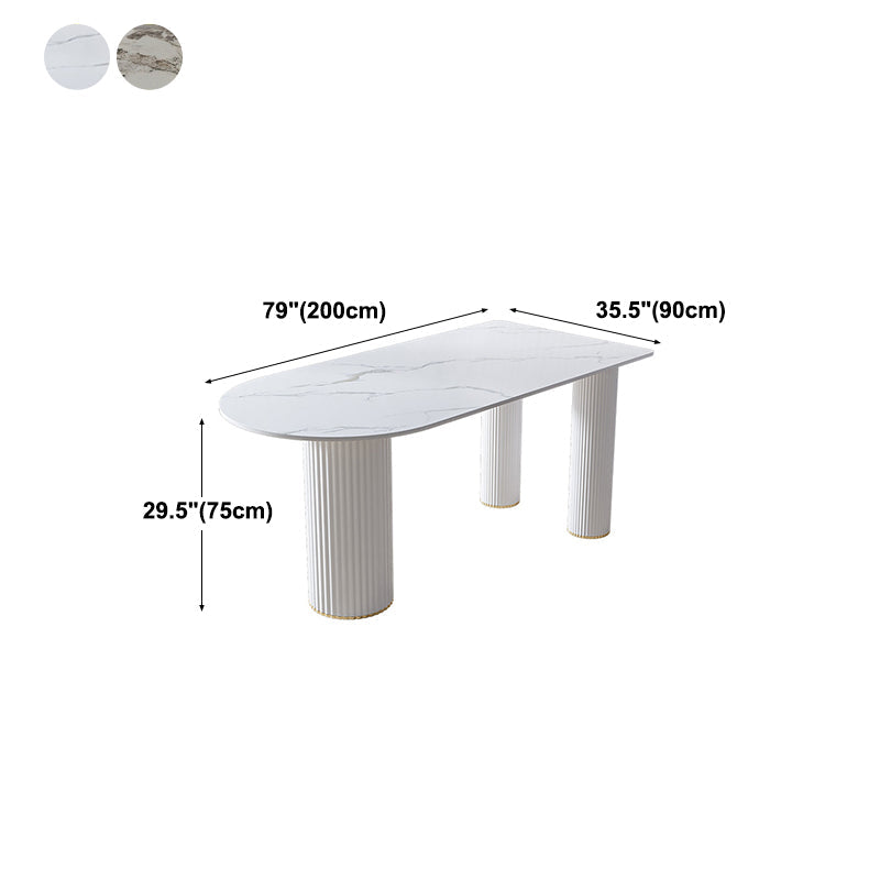 White Tripod Base Dining Table Stone Top Modern Dining Room Kitchen Table Clearhalo 'Dining Tables & Seating' 'Dining Tables' 'dining_table' 'furn' 'furn_dining_table' 'Furniture' 'furniture_dining_table' 'Kitchen & Dining Furniture' 'kitchen' 'kitchen_dining_table' 4791874