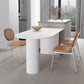 Dining Room Kitchen Table Modern Oval Solid Wood Double Pedestal Table White 51.2"L x 27.6"W x 29.5"H Without Chairs Clearhalo 'Dining Tables & Seating' 'Dining Tables' 'dining_table' 'furn' 'furn_dining_table' 'Furniture' 'furniture_dining_table' 'Kitchen & Dining Furniture' 'kitchen' 'kitchen_dining_table' 4791919