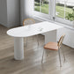 Dining Room Kitchen Table Modern Oval Solid Wood Double Pedestal Table White 55.1"L x 27.6"W x 29.5"H Without Chairs Clearhalo 'Dining Tables & Seating' 'Dining Tables' 'dining_table' 'furn' 'furn_dining_table' 'Furniture' 'furniture_dining_table' 'Kitchen & Dining Furniture' 'kitchen' 'kitchen_dining_table' 4791921