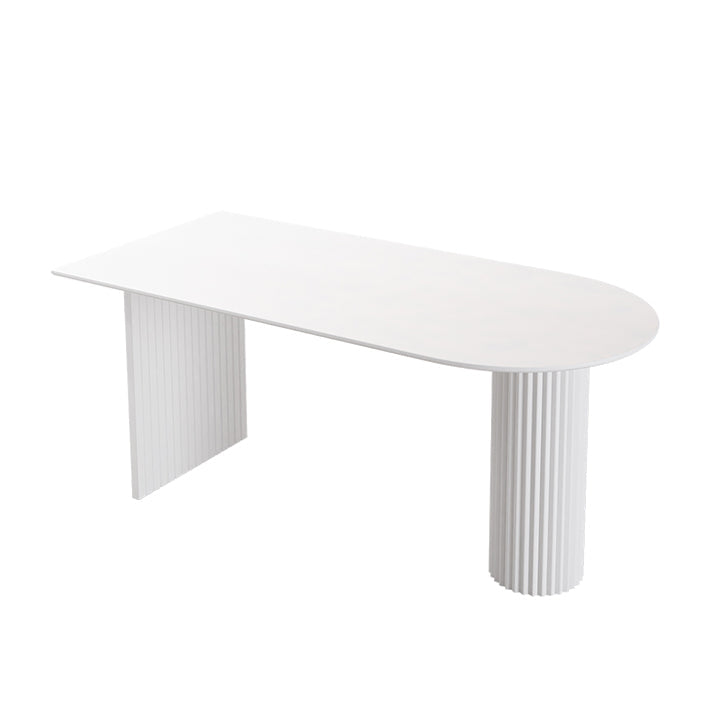 Dining Room Kitchen Table Modern Oval Solid Wood Double Pedestal Table White Without Chairs Clearhalo 'Dining Tables & Seating' 'Dining Tables' 'dining_table' 'furn' 'furn_dining_table' 'Furniture' 'furniture_dining_table' 'Kitchen & Dining Furniture' 'kitchen' 'kitchen_dining_table' 4791923