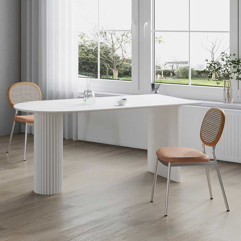 Dining Room Kitchen Table Modern Oval Solid Wood Double Pedestal Table Clearhalo 'Dining Tables & Seating' 'Dining Tables' 'dining_table' 'furn' 'furn_dining_table' 'Furniture' 'furniture_dining_table' 'Kitchen & Dining Furniture' 'kitchen' 'kitchen_dining_table' 4791927