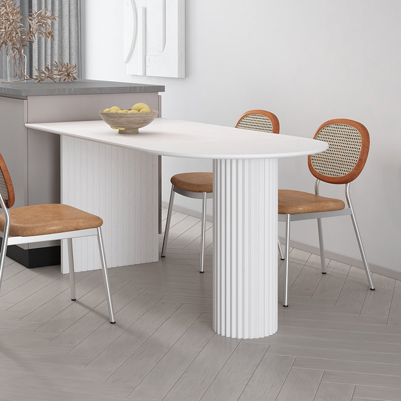 Dining Room Kitchen Table Modern Oval Solid Wood Double Pedestal Table Clearhalo 'Dining Tables & Seating' 'Dining Tables' 'dining_table' 'furn' 'furn_dining_table' 'Furniture' 'furniture_dining_table' 'Kitchen & Dining Furniture' 'kitchen' 'kitchen_dining_table' 4791929