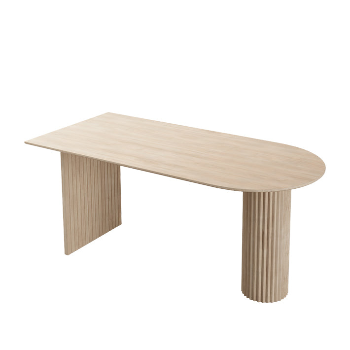Dining Room Kitchen Table Modern Oval Solid Wood Double Pedestal Table Natural Without Chairs Clearhalo 'Dining Tables & Seating' 'Dining Tables' 'dining_table' 'furn' 'furn_dining_table' 'Furniture' 'furniture_dining_table' 'Kitchen & Dining Furniture' 'kitchen' 'kitchen_dining_table' 4791931