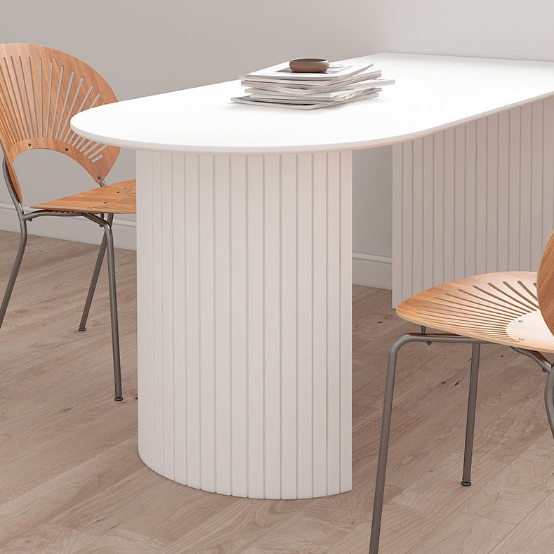 Stone Top Table Contemporary Dining Table with Sled Base in White Clearhalo 'Dining Tables & Seating' 'Dining Tables' 'dining_table' 'Furniture' 'furniture_dining_table' 'Kitchen & Dining Furniture' 'kitchen' 'kitchen_dining_table' 4791943