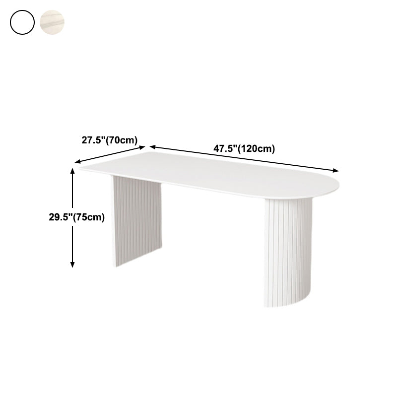 Stone Top Table Contemporary Dining Table with Sled Base in White Clearhalo 'Dining Tables & Seating' 'Dining Tables' 'dining_table' 'Furniture' 'furniture_dining_table' 'Kitchen & Dining Furniture' 'kitchen' 'kitchen_dining_table' 4791952