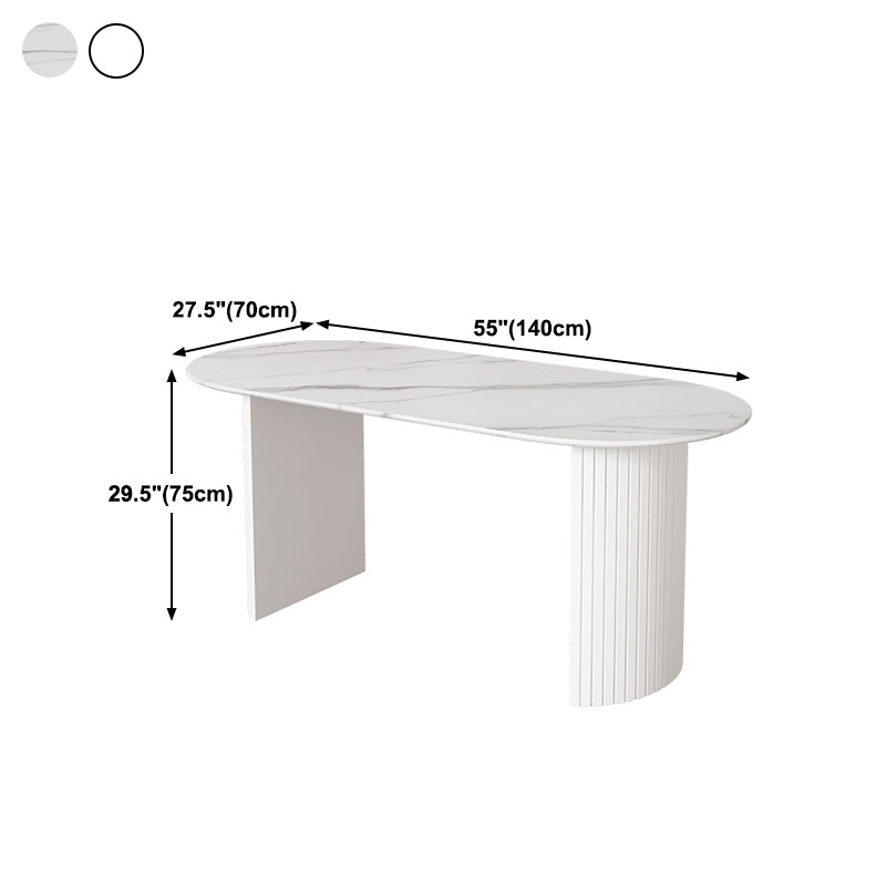 Stone Top Table Contemporary Dining Table with Sled Base in White Clearhalo 'Dining Tables & Seating' 'Dining Tables' 'dining_table' 'Furniture' 'furniture_dining_table' 'Kitchen & Dining Furniture' 'kitchen' 'kitchen_dining_table' 4791954