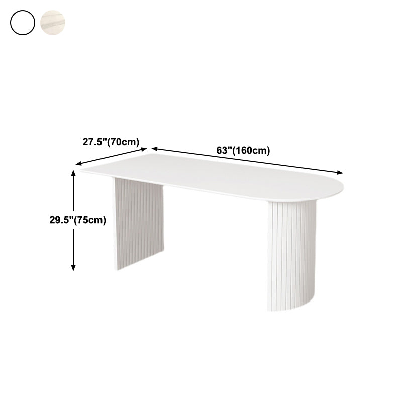 Stone Top Table Contemporary Dining Table with Sled Base in White Clearhalo 'Dining Tables & Seating' 'Dining Tables' 'dining_table' 'Furniture' 'furniture_dining_table' 'Kitchen & Dining Furniture' 'kitchen' 'kitchen_dining_table' 4791955