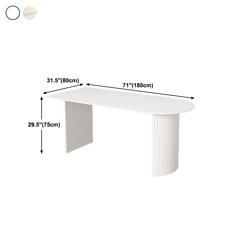 Stone Top Table Contemporary Dining Table with Sled Base in White Clearhalo 'Dining Tables & Seating' 'Dining Tables' 'dining_table' 'Furniture' 'furniture_dining_table' 'Kitchen & Dining Furniture' 'kitchen' 'kitchen_dining_table' 4791957