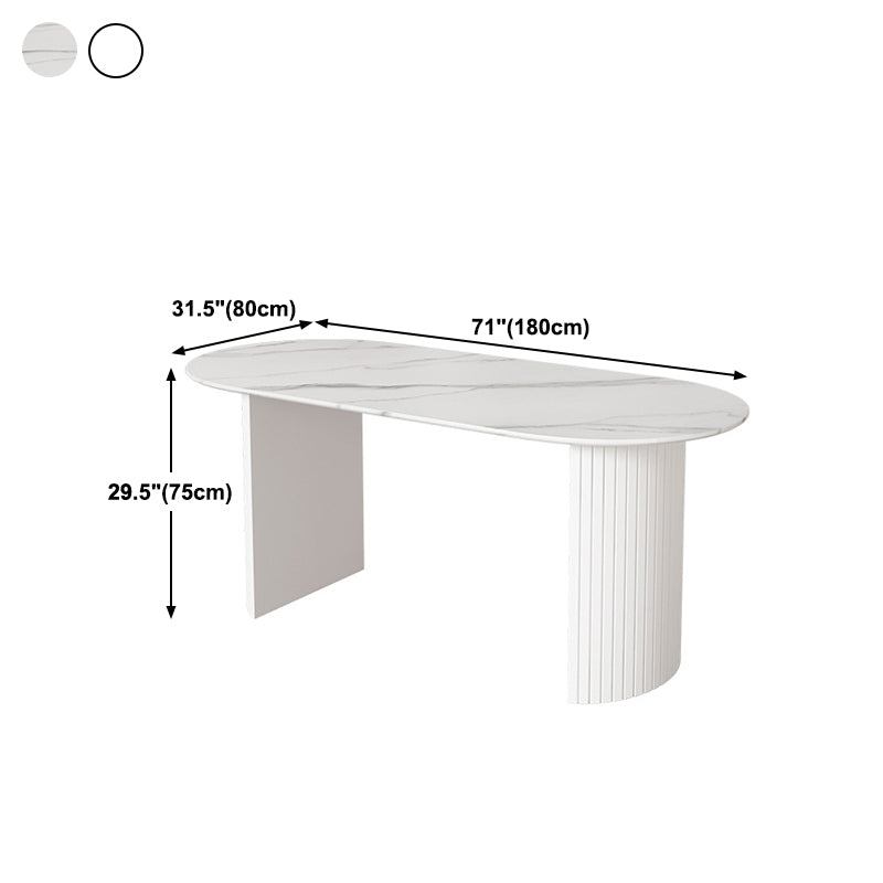 Stone Top Table Contemporary Dining Table with Sled Base in White Clearhalo 'Dining Tables & Seating' 'Dining Tables' 'dining_table' 'Furniture' 'furniture_dining_table' 'Kitchen & Dining Furniture' 'kitchen' 'kitchen_dining_table' 4791958