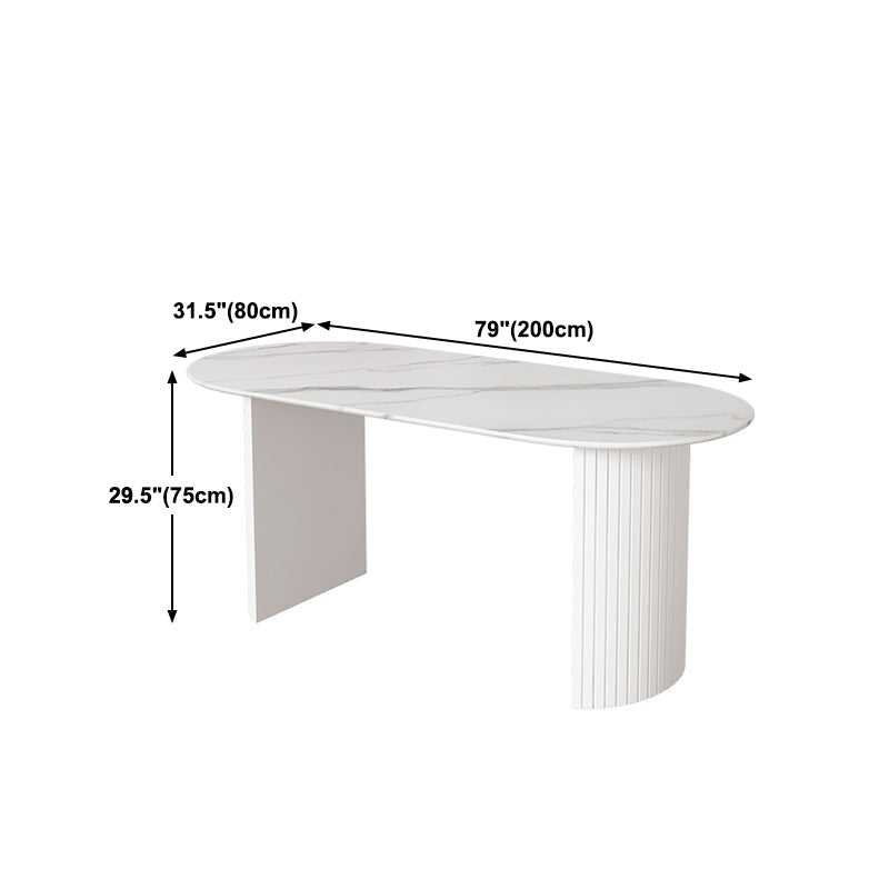 Stone Top Table Contemporary Dining Table with Sled Base in White Clearhalo 'Dining Tables & Seating' 'Dining Tables' 'dining_table' 'Furniture' 'furniture_dining_table' 'Kitchen & Dining Furniture' 'kitchen' 'kitchen_dining_table' 4791960