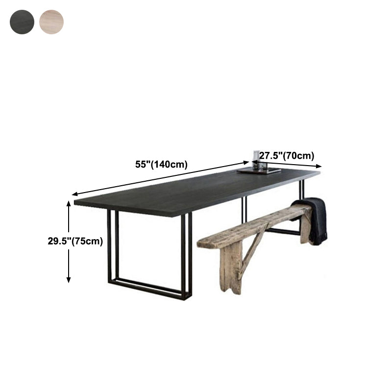 Industrial Home Solid Wood Table 29-inch Rectangle Double Pedestal Dining Table Clearhalo 'Dining Tables & Seating' 'Dining Tables' 'dining_table' 'furn' 'furn_dining_table' 'Furniture' 'furniture_dining_table' 'Kitchen & Dining Furniture' 'kitchen' 'kitchen_dining_table' 4791968