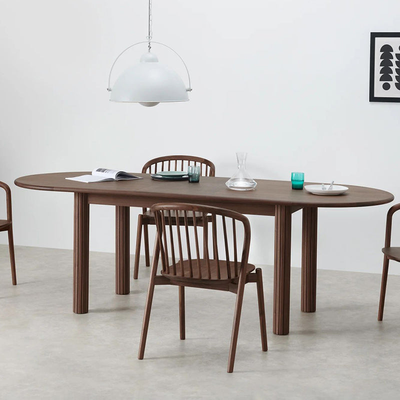 Modern Style Dining Oval Table Dining Wooden Table for Restaurant with Wood Legs Walnut 70.9"L x 31.5"W x 29.5"H Without Chairs Clearhalo 'Dining Tables & Seating' 'Dining Tables' 'dining_table' 'furn' 'furn_dining_table' 'Furniture' 'furniture_dining_table' 'Kitchen & Dining Furniture' 'kitchen' 'kitchen_dining_table' 4791975