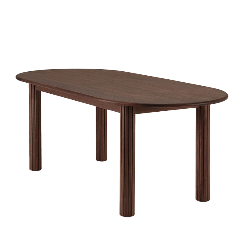 Modern Style Dining Oval Table Dining Wooden Table for Restaurant with Wood Legs Walnut Without Chairs Clearhalo 'Dining Tables & Seating' 'Dining Tables' 'dining_table' 'furn' 'furn_dining_table' 'Furniture' 'furniture_dining_table' 'Kitchen & Dining Furniture' 'kitchen' 'kitchen_dining_table' 4791978