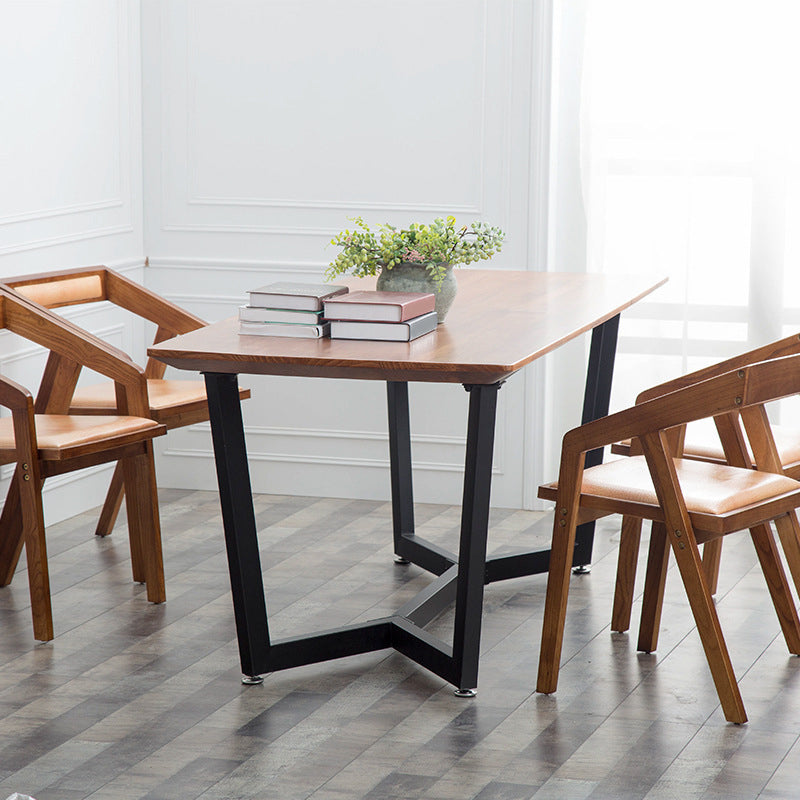 Pine Wood Top Dining Table Rectangle Industrial Table with Trestle Base 70.9"L x 31.5"W x 29.5"H Clearhalo 'Dining Tables & Seating' 'Dining Tables' 'dining_table' 'Furniture' 'furniture_dining_table' 'Kitchen & Dining Furniture' 'kitchen' 'kitchen_dining_table' 4791994