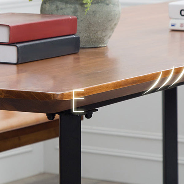 Pine Wood Top Dining Table Rectangle Industrial Table with Trestle Base Clearhalo 'Dining Tables & Seating' 'Dining Tables' 'dining_table' 'Furniture' 'furniture_dining_table' 'Kitchen & Dining Furniture' 'kitchen' 'kitchen_dining_table' 4791998