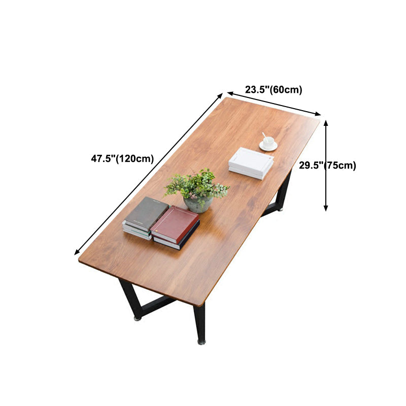 Pine Wood Top Dining Table Rectangle Industrial Table with Trestle Base Clearhalo 'Dining Tables & Seating' 'Dining Tables' 'dining_table' 'Furniture' 'furniture_dining_table' 'Kitchen & Dining Furniture' 'kitchen' 'kitchen_dining_table' 4792002