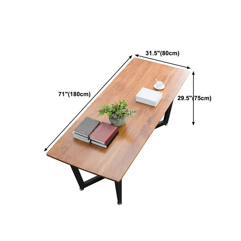 Pine Wood Top Dining Table Rectangle Industrial Table with Trestle Base Clearhalo 'Dining Tables & Seating' 'Dining Tables' 'dining_table' 'Furniture' 'furniture_dining_table' 'Kitchen & Dining Furniture' 'kitchen' 'kitchen_dining_table' 4792005