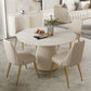 Stone Top Dining Table Round Table with Wood Pedestal Base in White Clearhalo 'Dining Tables & Seating' 'Dining Tables' 'dining_table' 'furn' 'furn_dining_table' 'Furniture' 'furniture_dining_table' 'Kitchen & Dining Furniture' 'kitchen' 'kitchen_dining_table' 4792009