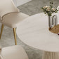 Stone Top Dining Table Round Table with Wood Pedestal Base in White Clearhalo 'Dining Tables & Seating' 'Dining Tables' 'dining_table' 'furn' 'furn_dining_table' 'Furniture' 'furniture_dining_table' 'Kitchen & Dining Furniture' 'kitchen' 'kitchen_dining_table' 4792013