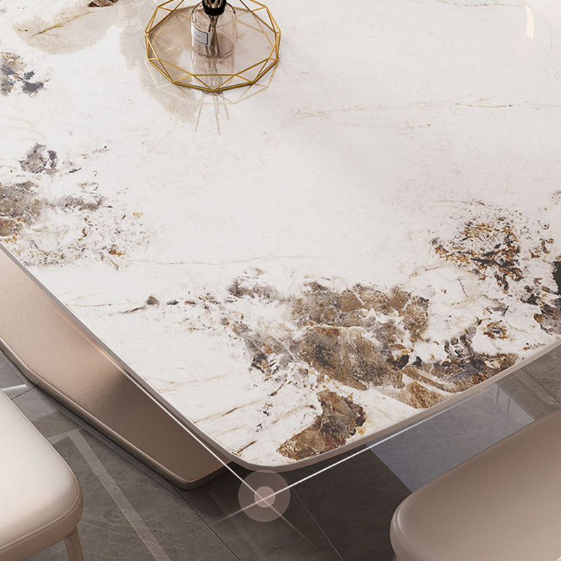 Metal Modern Style Rectangle Dining Table Sintered Stone Top Table for Dining Room Clearhalo 'Dining Tables & Seating' 'Dining Tables' 'dining_table' 'furn' 'furn_dining_table' 'Furniture' 'furniture_dining_table' 'Kitchen & Dining Furniture' 'kitchen' 'kitchen_dining_table' 4792031