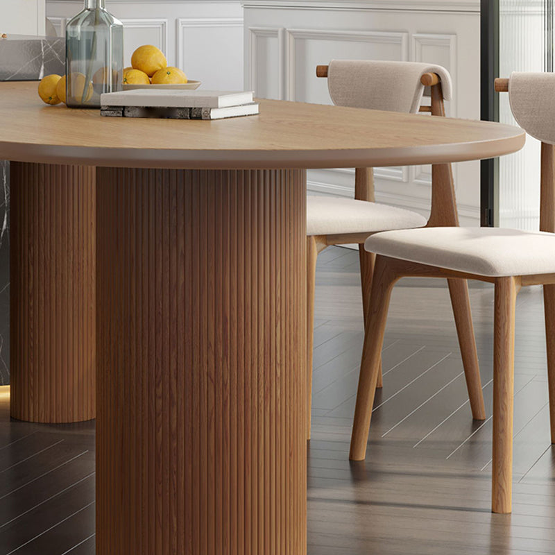 Contemporary Dining Oval Table Dining Wooden Table for Restaurant with Wood Legs Clearhalo 'Dining Tables & Seating' 'Dining Tables' 'dining_table' 'furn' 'furn_dining_table' 'Furniture' 'furniture_dining_table' 'Kitchen & Dining Furniture' 'kitchen' 'kitchen_dining_table' 4792045