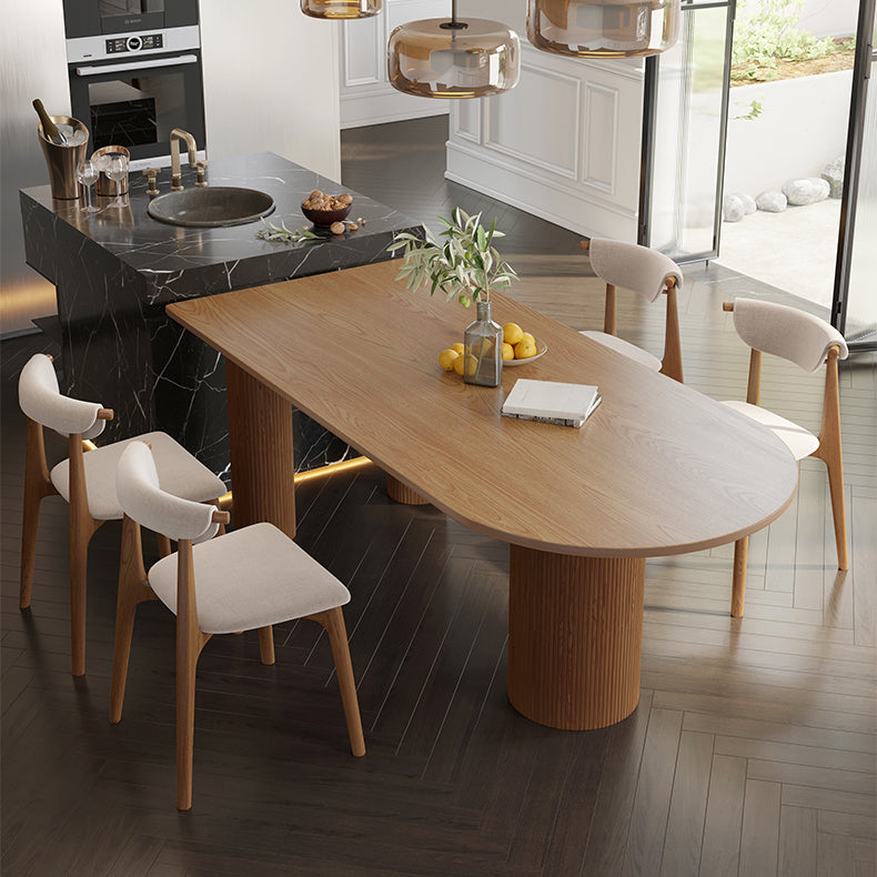 Contemporary Dining Oval Table Dining Wooden Table for Restaurant with Wood Legs Clearhalo 'Dining Tables & Seating' 'Dining Tables' 'dining_table' 'furn' 'furn_dining_table' 'Furniture' 'furniture_dining_table' 'Kitchen & Dining Furniture' 'kitchen' 'kitchen_dining_table' 4792049