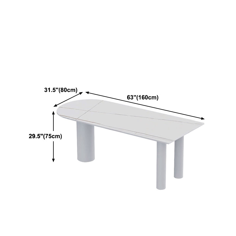Modern Stone Top Oval Dinette Table Wood Tripod Base Dining Table in White Clearhalo 'Dining Tables & Seating' 'Dining Tables' 'dining_table' 'furn' 'furn_dining_table' 'Furniture' 'furniture_dining_table' 'Kitchen & Dining Furniture' 'kitchen' 'kitchen_dining_table' 4792068